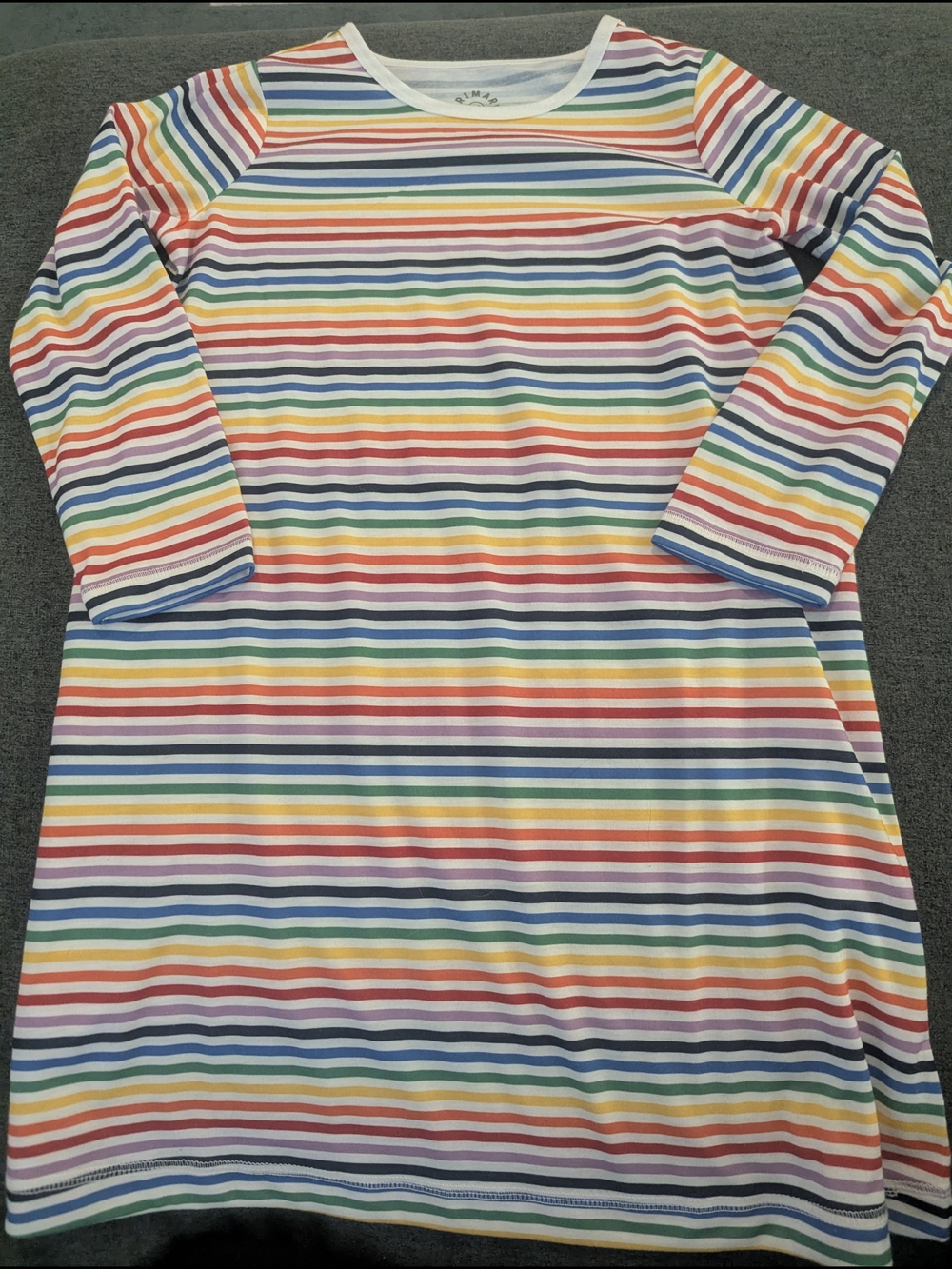 Primary Rainbow Stripe Long Sleeve Pajama Nightgown